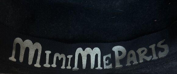 MiniMe Paris Black Wide Brim Felt Fedora Hat Handmade in France Velvet Ribbon R